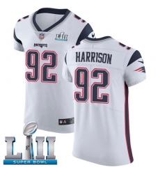 Men's Nike New England Patriots #92 James Harrison White Vapor Untouchable Elite Player Super Bowl LII NFL Jersey