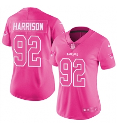 Women's Nike New England Patriots #92 James Harrison Limited Pink Rush Fashion NFL Jersey