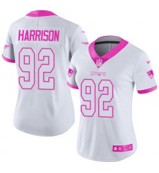 Women's Nike New England Patriots #92 James Harrison Limited White/Pink Rush Fashion NFL Jersey