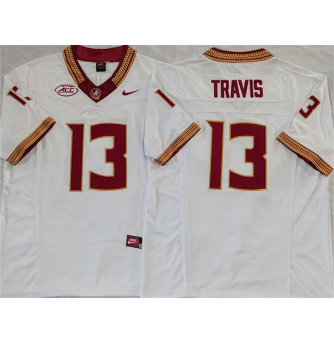 Men's Florida State Seminoles #13 Jordan Travis White 2023 F.U.S.E Stitched Jersey