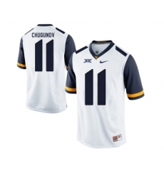 West Virginia Mountaineers 11 Chris Chugunov White College Football Jersey