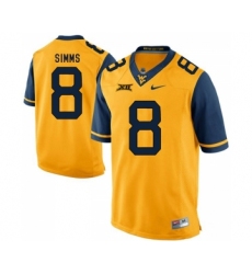 West Virginia Mountaineers 8 Marcus Simms Gold College Football Jersey