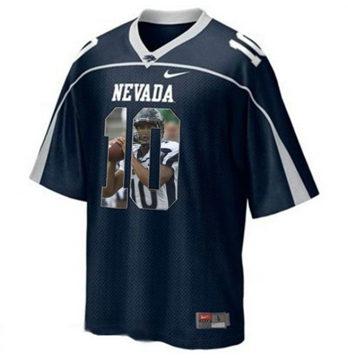 Nevada WolfPack #10 Colin Kaepernick WAC Patch Blue With Portrait Print College Football Jersey