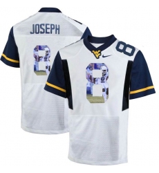 West Virginia Mountaineers #8 Karl Joseph White With Portrait Print College Football Jersey