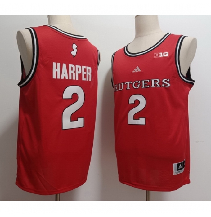 Men's Rutgers Scarlet Knights #2 Dylan Harper Red Stitched Basketball Jersey