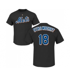MLB Nike New York Mets #18 Darryl Strawberry Black Name & Number T-Shirt