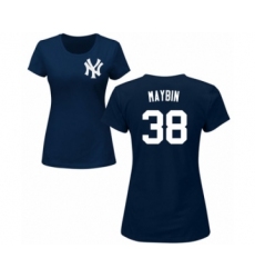 Baseball Women's New York Yankees #38 Cameron Maybin Navy Blue Name & Number T-Shirt