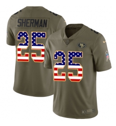 Youth Nike San Francisco 49ers #25 Richard Sherman Limited Olive/USA Flag 2017 Salute to Service NFL Jersey