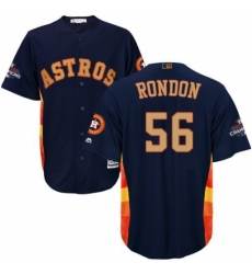 Men's Majestic Houston Astros #56 Hector Rondon Replica Navy Blue Alternate 2018 Gold Program Cool Base MLB Jersey