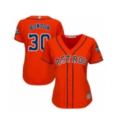 Women's Houston Astros #30 Hector Rondon Authentic Orange Alternate Cool Base 2019 World Series Bound Baseball Jersey