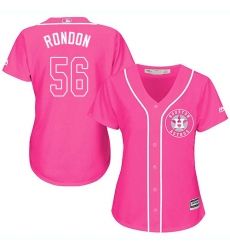 Women's Majestic Houston Astros #56 Hector Rondon Replica Pink Fashion Cool Base MLB Jersey