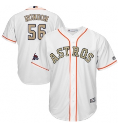 Youth Majestic Houston Astros #56 Hector Rondon Authentic White 2018 Gold Program Cool Base MLB Jersey