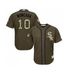Men's Majestic Chicago White Sox #10 Yoan Moncada Authentic Green Salute to Service MLB Jerseys