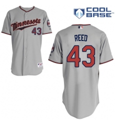 Men's Majestic Minnesota Twins #43 Addison Reed Replica Grey Road Cool Base MLB Jersey