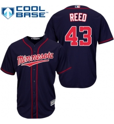 Men's Majestic Minnesota Twins #43 Addison Reed Replica Navy Blue Alternate Road Cool Base MLB Jersey