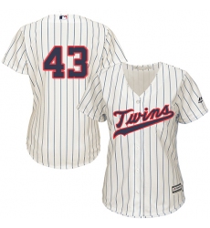 Women's Majestic Minnesota Twins #43 Addison Reed Authentic Cream Alternate Cool Base MLB Jersey