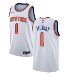 Men's Nike New York Knicks #1 Emmanuel Mudiay Authentic White NBA Jersey - Association Edition