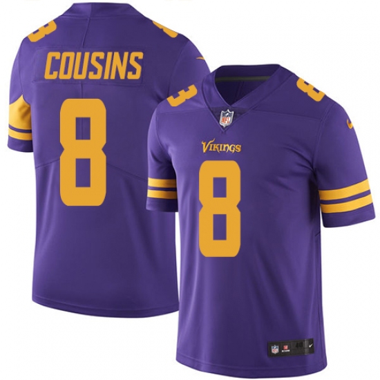 Men's Nike Minnesota Vikings #8 Kirk Cousins Limited Purple Rush Vapor Untouchable NFL Jersey