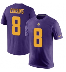 NFL Nike Minnesota Vikings #8 Kirk Cousins Purple Rush Pride Name & Number T-Shirt