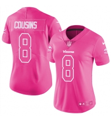 Women's Nike Minnesota Vikings #8 Kirk Cousins Limited Pink Rush Fashion NFL Jersey