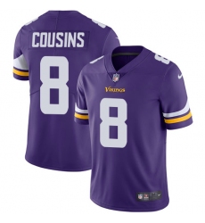 Youth Nike Minnesota Vikings #8 Kirk Cousins Purple Team Color Vapor Untouchable Limited Player NFL Jersey