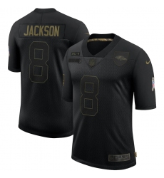 Men's Baltimore Ravens #8 Lamar Jackson Black Nike 2020 Salute To Service Limited Jersey
