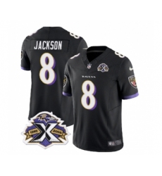 Men's Nike Baltimore Ravens #8 Lamar Jackson Black 2023 F.U.S.E Throwback Vapor Limited Stitched Jersey