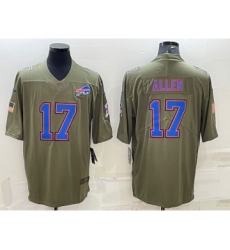 Men's Buffalo Bills #17 Josh Allen Olive Salute To Service Limited Stitched Jersey