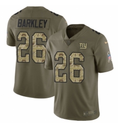 Men's Nike New York Giants #26 Saquon Barkley Limited Olive Camo 2017 Salute to Service NFL Jersey