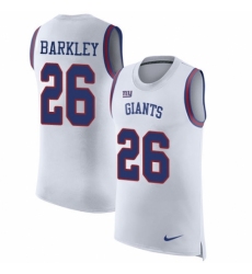 Men's Nike New York Giants #26 Saquon Barkley White Rush Player Name & Number Tank Top NFL Jersey