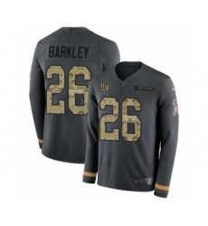 Youth Nike New York Giants #26 Saquon Barkley Limited Black Salute to Service Therma Long Sleeve NFL Jersey