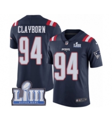 Youth Nike New England Patriots #94 Adrian Clayborn Limited Navy Blue Rush Vapor Untouchable Super Bowl LIII Bound NFL Jersey