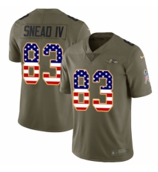 Men's Nike Baltimore Ravens #83 Willie Snead IV Limited Olive/USA Flag Salute to Service NFL Jersey