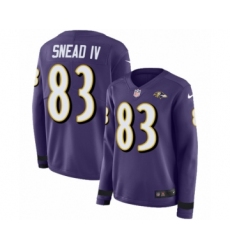 Women's Nike Baltimore Ravens #83 Willie Snead IV Limited Purple Therma Long Sleeve NFL Jersey