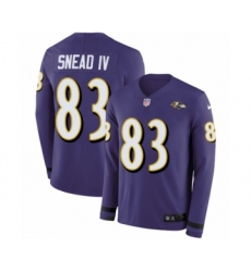 Youth Nike Baltimore Ravens #83 Willie Snead IV Limited Purple Therma Long Sleeve NFL Jersey