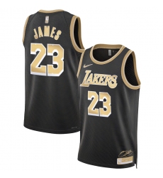 Men's Los Angeles Lakers #23 LeBron James Black Gold 2024 Select Series Stitched Jersey