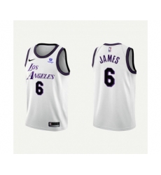 Men's Los Angeles Lakers #6 LeBron James 2022-23 White Stitched Basketball Jersey