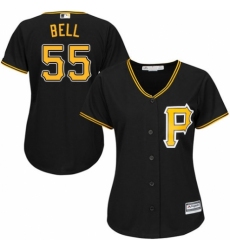 Women's Majestic Pittsburgh Pirates #55 Josh Bell Replica Black Alternate Cool Base MLB Jersey