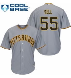 Youth Majestic Pittsburgh Pirates #55 Josh Bell Replica Grey Road Cool Base MLB Jersey