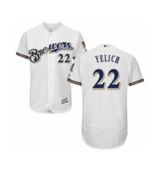 Men's Milwaukee Brewers #22 Christian Yelich White Home Flex Base Authentic Collection Baseball Player Jersey