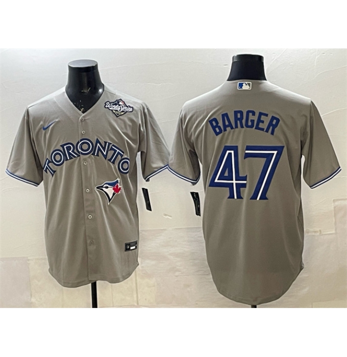 Men's Toronto Blue Jays #47 Addison Barger Gray 2025 World Series Cool Base Stitched Baseball Jersey