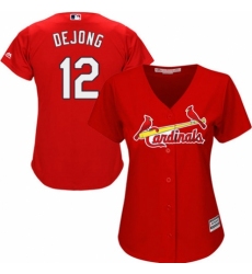 Women's Majestic St. Louis Cardinals #12 Paul DeJong Authentic Red Alternate Cool Base MLB Jersey