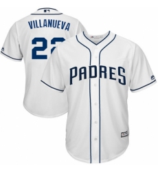 Men's Majestic San Diego Padres #22 Christian Villanueva Replica White Home Cool Base MLB Jersey