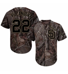 Youth Majestic San Diego Padres #22 Christian Villanueva Authentic Camo Realtree Collection Flex Base MLB Jersey
