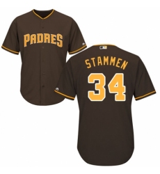 Men's Majestic San Diego Padres #34 Craig Stammen Replica Brown Alternate Cool Base MLB Jersey