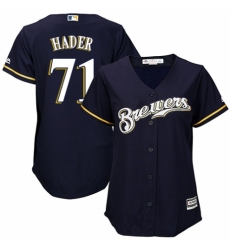 Women's Majestic Milwaukee Brewers #71 Josh Hader Replica White Alternate Cool Base MLB Jersey