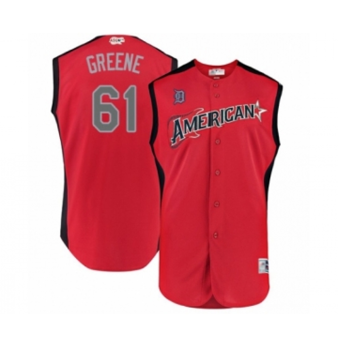 Men's Detroit Tigers #61 Shane Greene Authentic Red American League 2019 Baseball All-Star Jersey