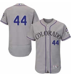 Men's Majestic Colorado Rockies #44 Tyler Anderson Grey Road Flex Base Authentic Collection MLB Jersey