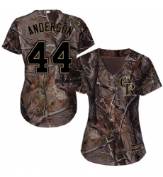 Women's Majestic Colorado Rockies #44 Tyler Anderson Authentic Camo Realtree Collection Flex Base MLB Jersey