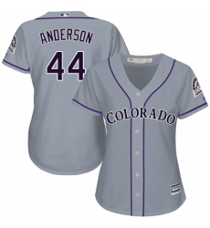 Women's Majestic Colorado Rockies #44 Tyler Anderson Replica Grey Road Cool Base MLB Jersey